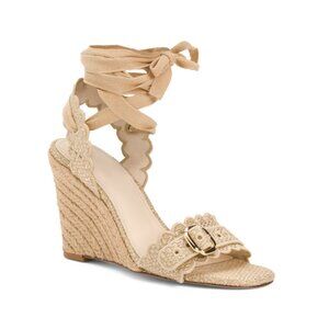 LARROUDE Gold Metallic Poppy Wedges